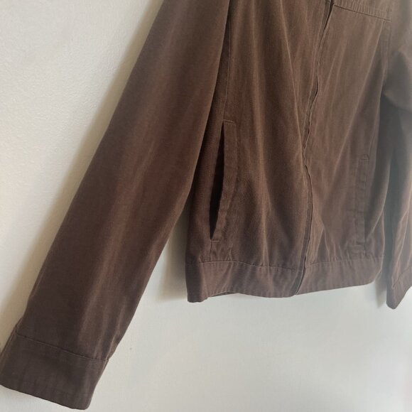 SF415 Full Zip Short Jacket Brown Poly-Cotton Blend Zip Cuff M - Picture 2 of 16